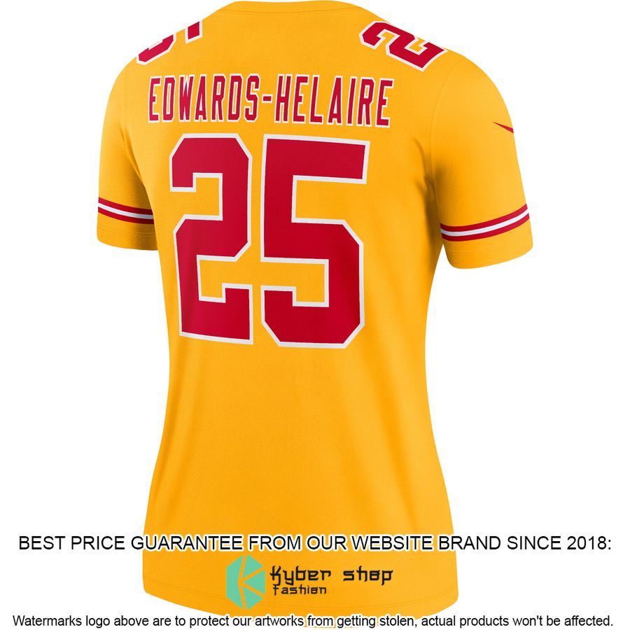Clyde EdwardsHelaire Kansas City Chiefs Women's Inverted Legend Gold Football Jersey 3 Clyde EdwardsHelaire Kansas City Chiefs Women's Inverted Legend Gold Football Jersey word1