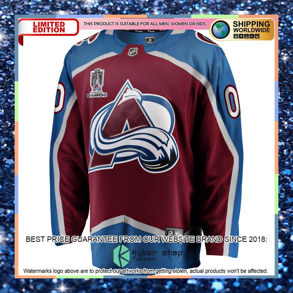 Colorado Avalanche Home 2022 Stanley Cup Champions Custom Burgundy Hockey Jersey 6 Colorado Avalanche Home 2022 Stanley Cup Champions Custom Burgundy Hockey Jersey word2