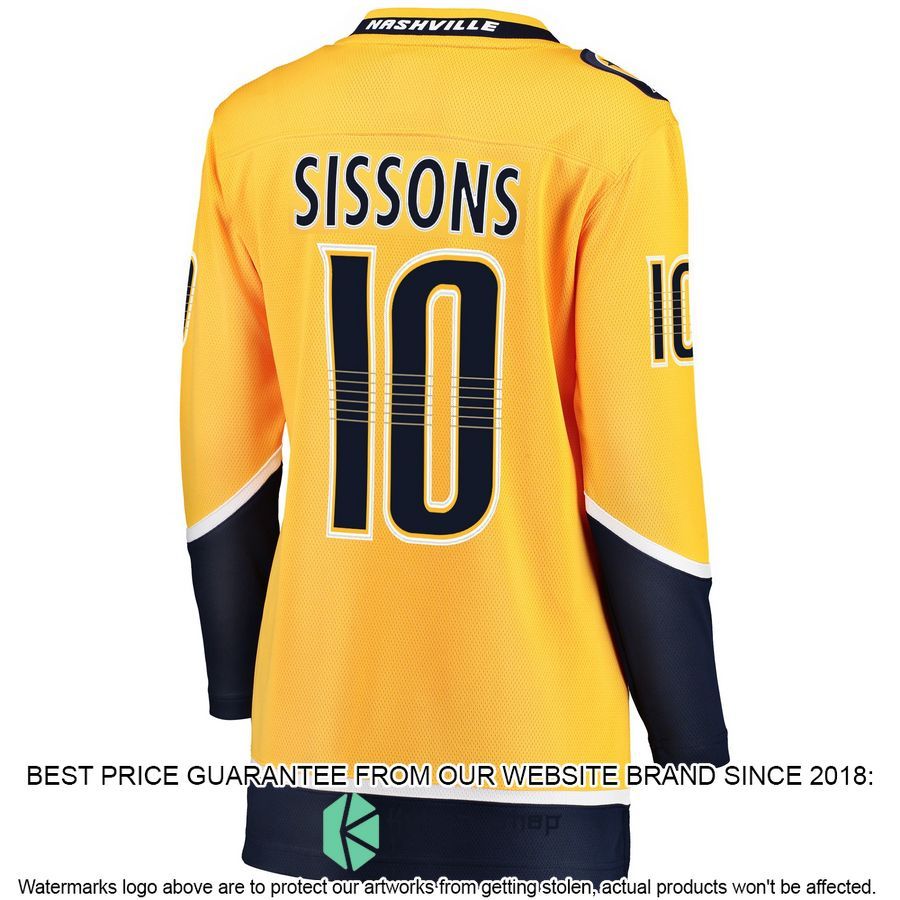 Colton Sissons Nashville Predators Women's Gold Hockey Jersey 3 Colton Sissons Nashville Predators Women's Gold Hockey Jersey word1