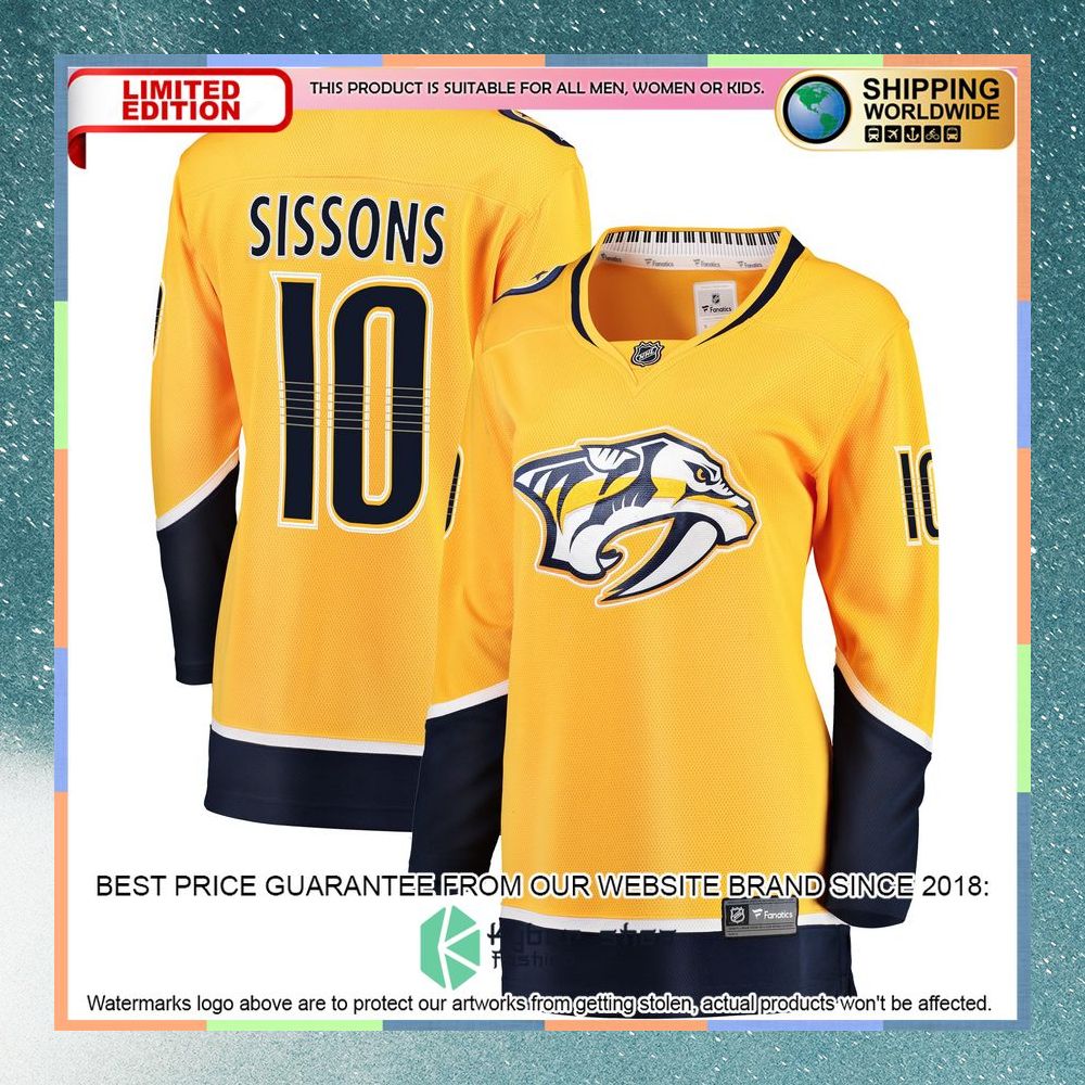 Colton Sissons Nashville Predators Women's Gold Hockey Jersey 8 Colton Sissons Nashville Predators Women's Gold Hockey Jersey word1