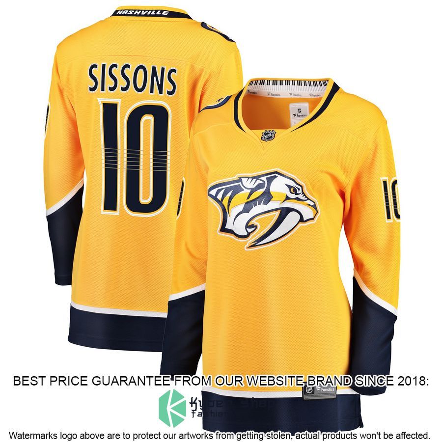 Colton Sissons Nashville Predators Women's Gold Hockey Jersey 4 Colton Sissons Nashville Predators Women's Gold Hockey Jersey word1