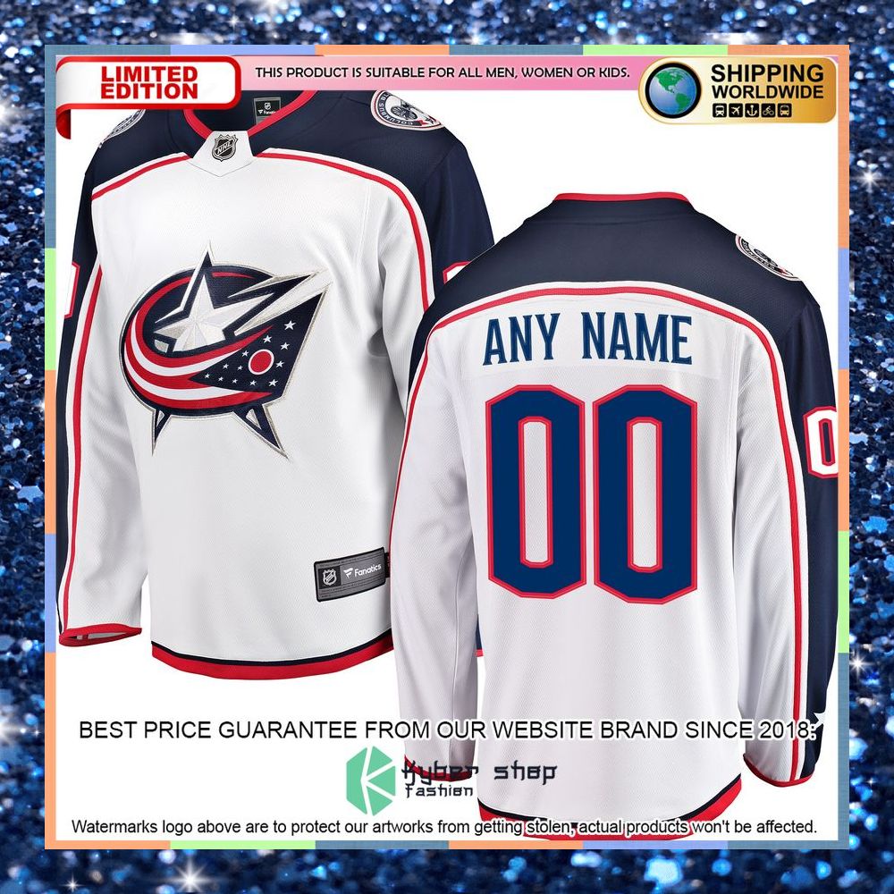 Columbus Blue Jackets Away Custom White Hockey Jersey 6 Columbus Blue Jackets Away Custom White Hockey Jersey word3