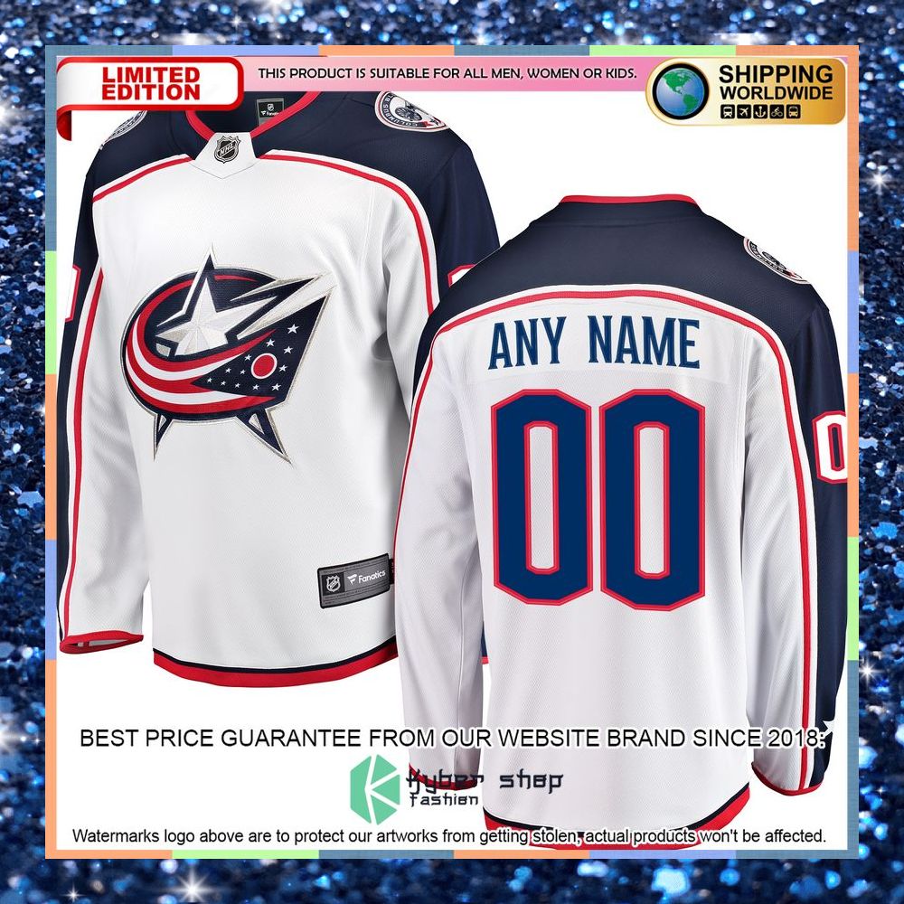 Columbus Blue Jackets Away Custom White Hockey Jersey 9 Columbus Blue Jackets Away Custom White Hockey Jersey word3