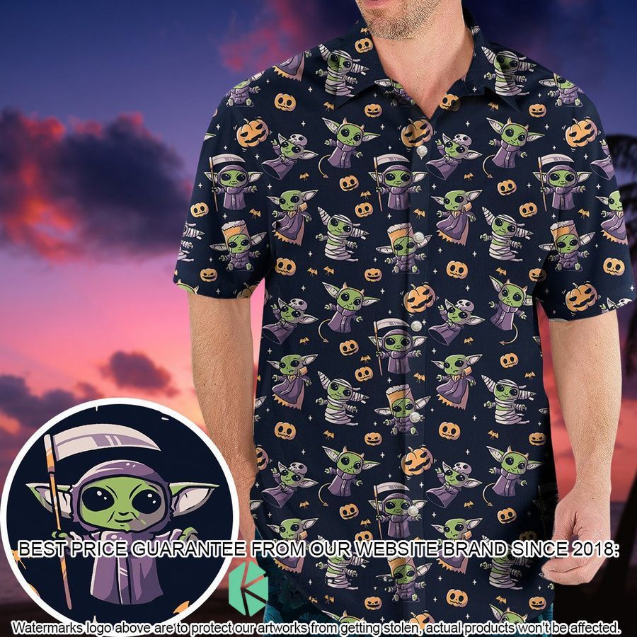 Cute Baby Yoda Halloween Pattern Hawaiian Shirt