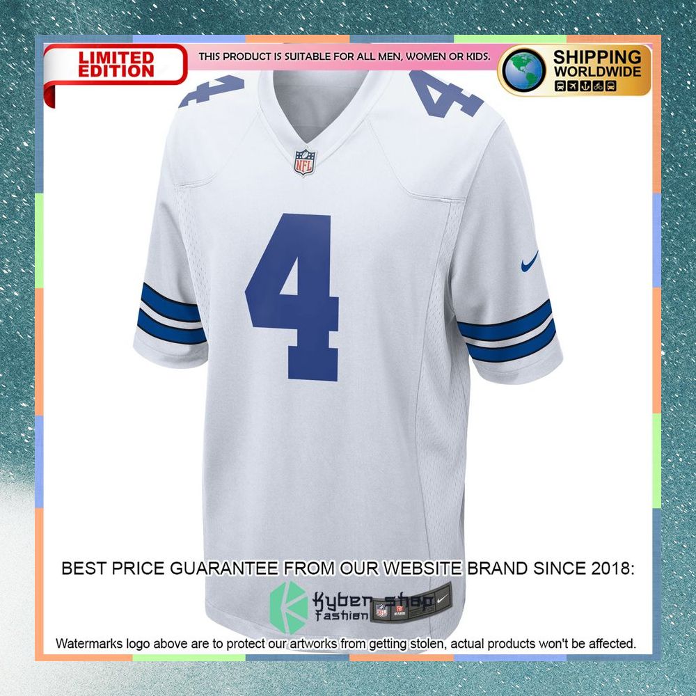 Dak Prescott Dallas Cowboys Football Team White Football Jersey 6 Dak Prescott Dallas Cowboys Football Team White Football Jersey word2