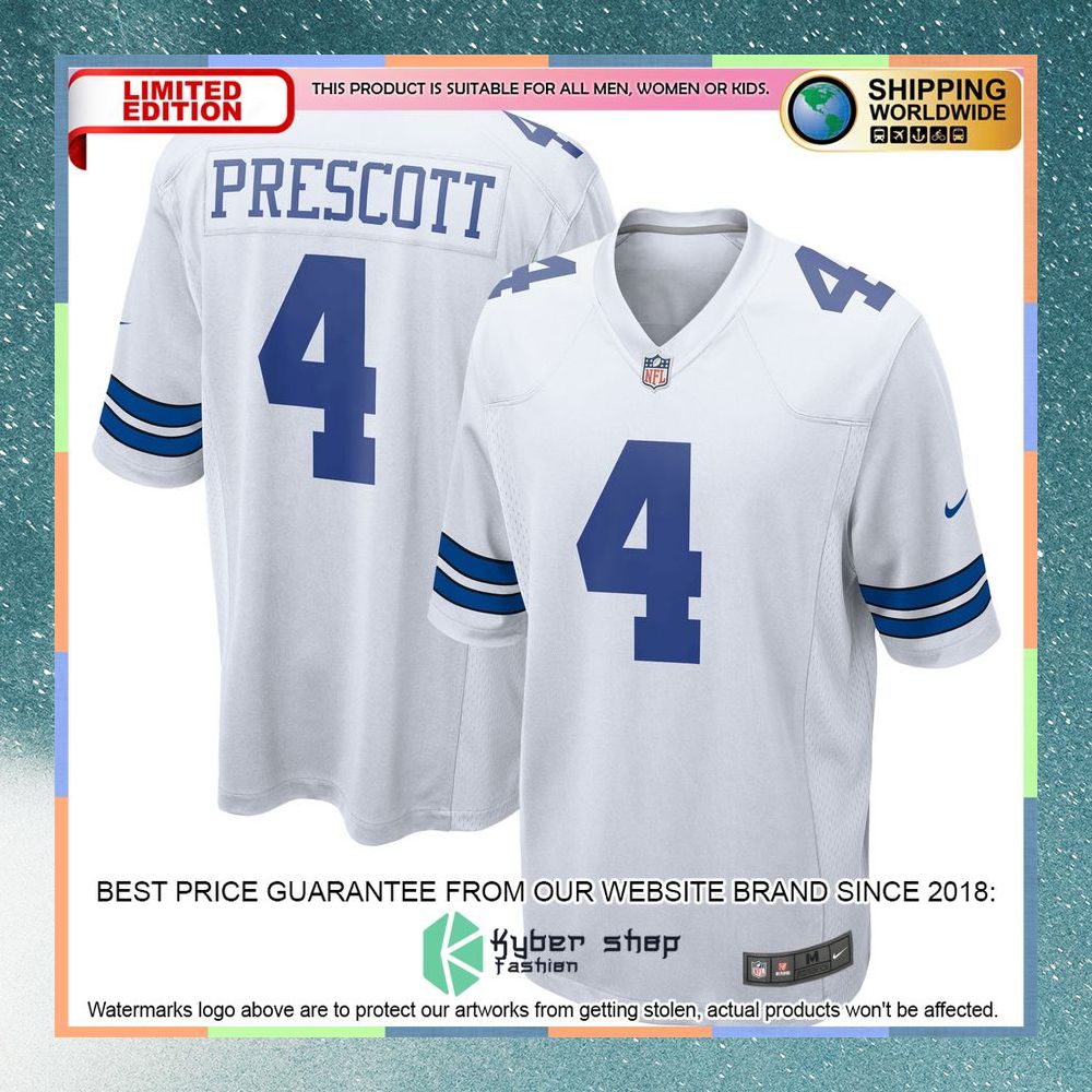 Dak Prescott Dallas Cowboys Football Team White Football Jersey 8 Dak Prescott Dallas Cowboys Football Team White Football Jersey word2