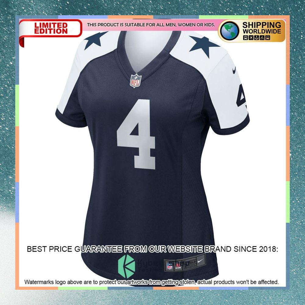 Dak Prescott Dallas Cowboys Women's Alternate Football Team Navy Football Jersey 6 Dak Prescott Dallas Cowboys Women's Alternate Football Team Navy Football Jersey word1