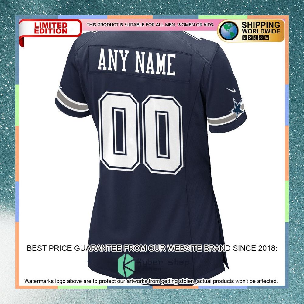 Dallas Cowboys Women's Custom Navy Football Jersey 7 Dallas Cowboys Women's Custom Navy Football Jersey word1