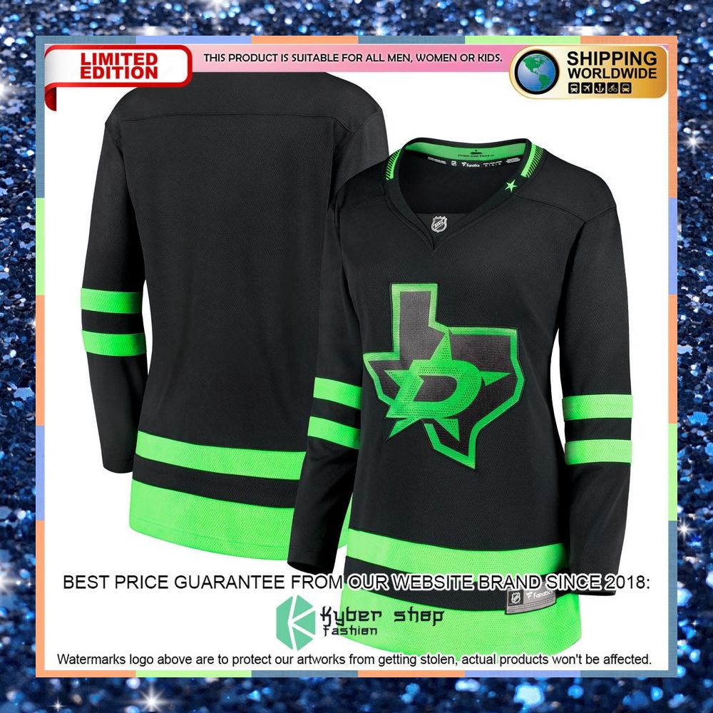 Dallas Stars Women's 2020-21 Alternate Premier Black Hockey Jersey 5 Dallas Stars Women's 2020-21 Alternate Premier Black Hockey Jersey word1