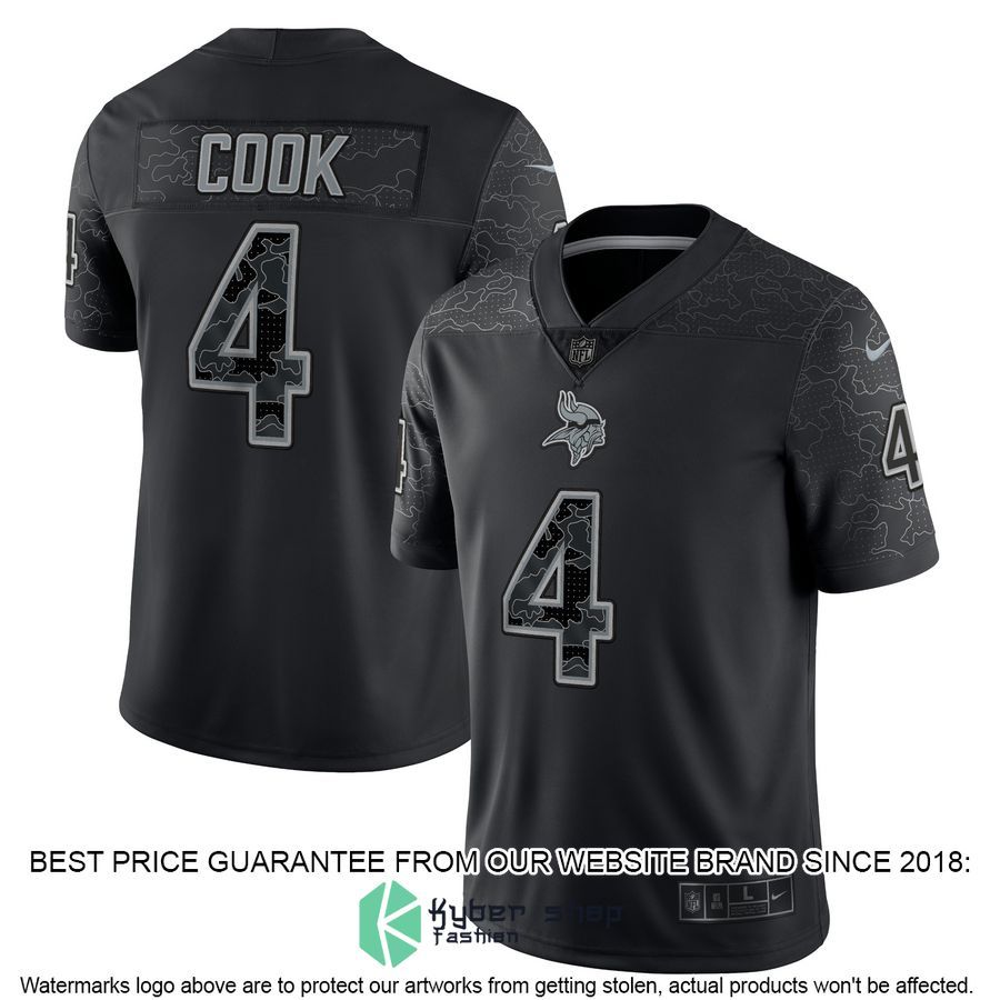 Dalvin Cook Minnesota Vikings RFLCTV Black Football Jersey