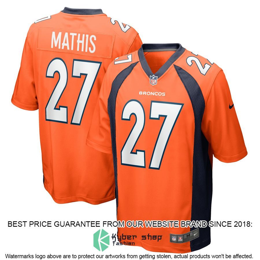 Damarri Mathis Denver Broncos Orange Football Jersey