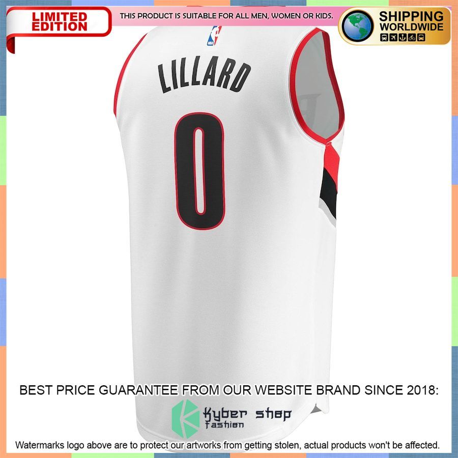 Damian Lillard Portland Trail Blazers 2020-21 White Basketball Jersey 3 Damian Lillard Portland Trail Blazers 2020-21 White Basketball Jersey word1