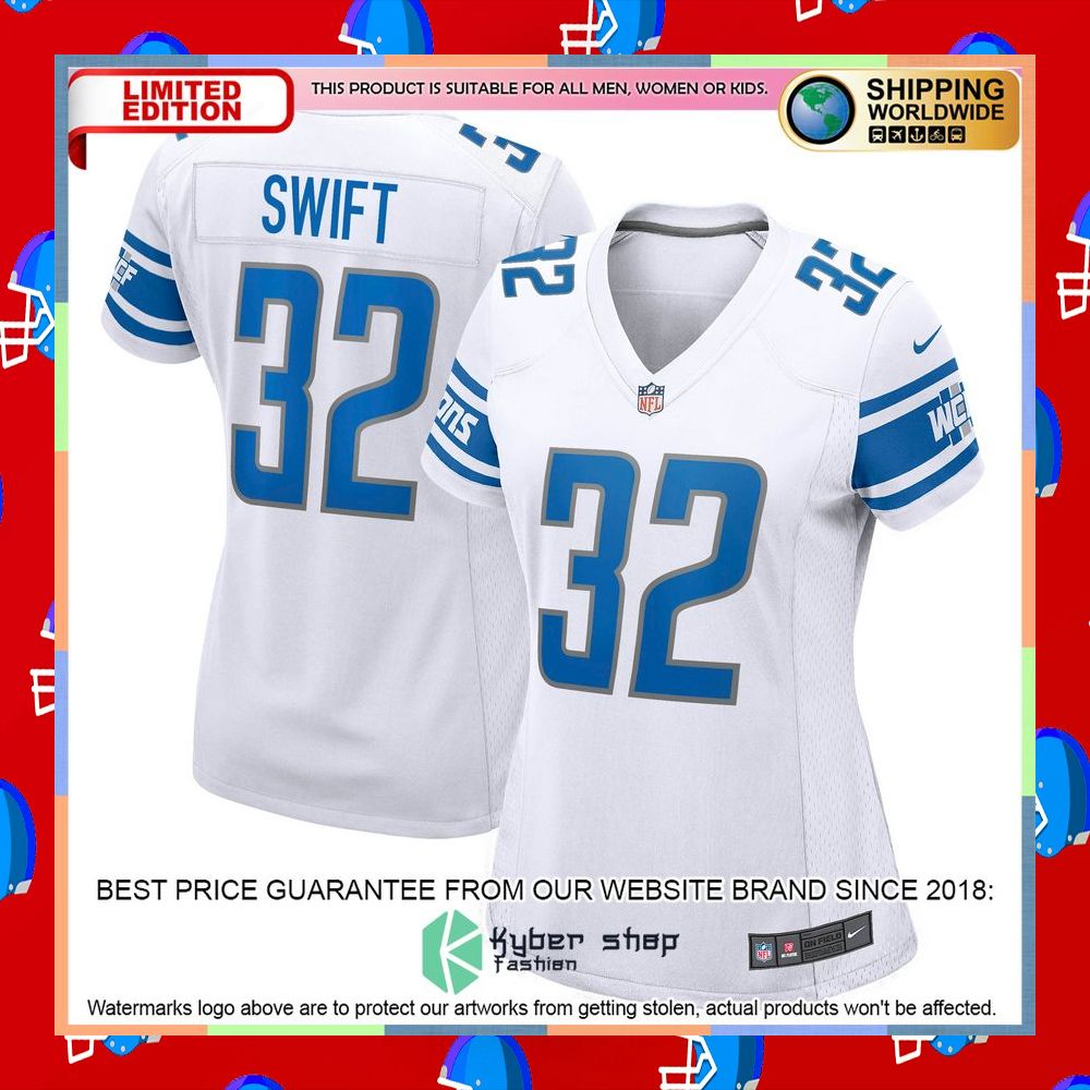 D'Andre Swift Detroit Lions Women's White Football Jersey 6 D'Andre Swift Detroit Lions Women's White Football Jersey word3