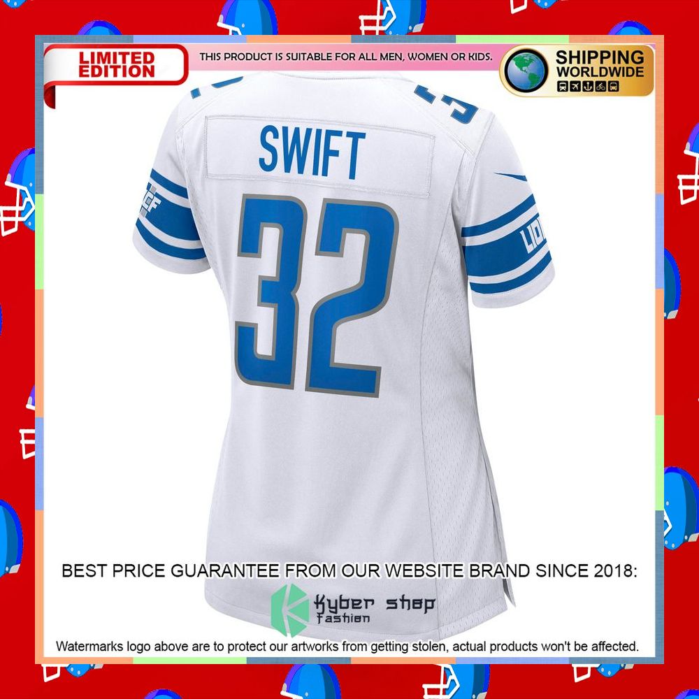 D'Andre Swift Detroit Lions Women's White Football Jersey 8 D'Andre Swift Detroit Lions Women's White Football Jersey word3
