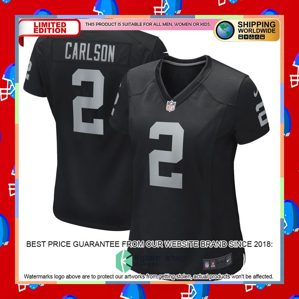 Daniel Carlson Las Vegas Raiders Women's Black Football Jersey 5 Daniel Carlson Las Vegas Raiders Women's Black Football Jersey word1