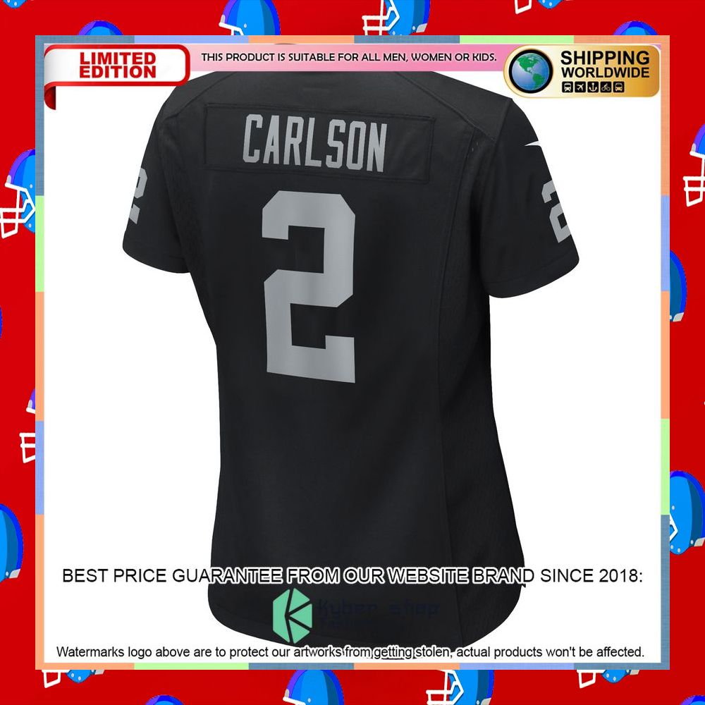 Daniel Carlson Las Vegas Raiders Women's Black Football Jersey 7 Daniel Carlson Las Vegas Raiders Women's Black Football Jersey word1