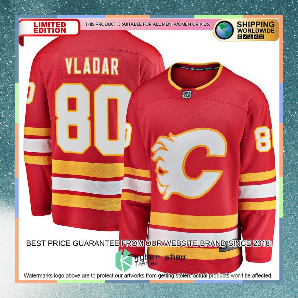 Daniel Vladar Calgary Flames Red Hockey Jersey 8 Daniel Vladar Calgary Flames Red Hockey Jersey word1