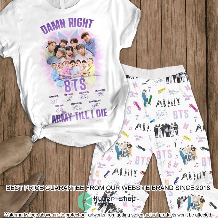 Danm Right BTS Army Till I Die Signatures Pajamas Set word1