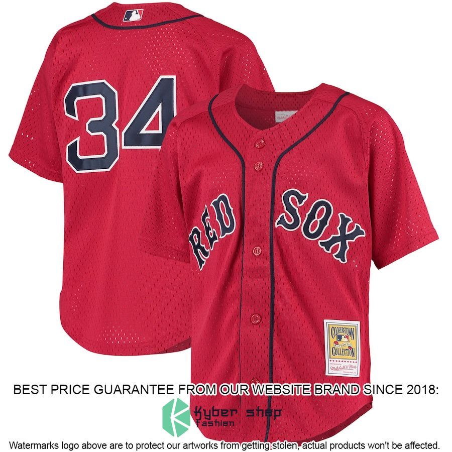 David Ortiz Boston Red Sox Mitchell And Ness Youth Cooperstown Collection Batting Practice Red Baseball Jersey