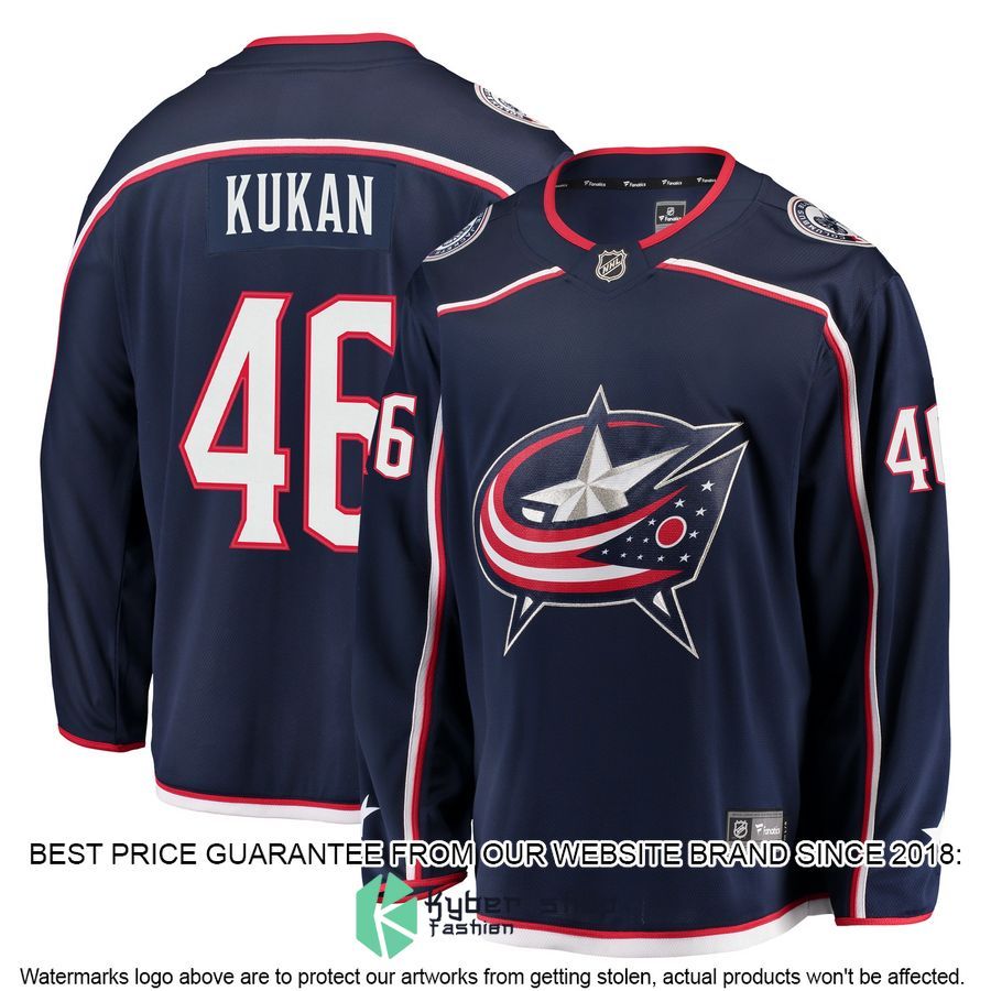 Dean Kukan Columbus Blue Jackets Navy Hockey Jersey