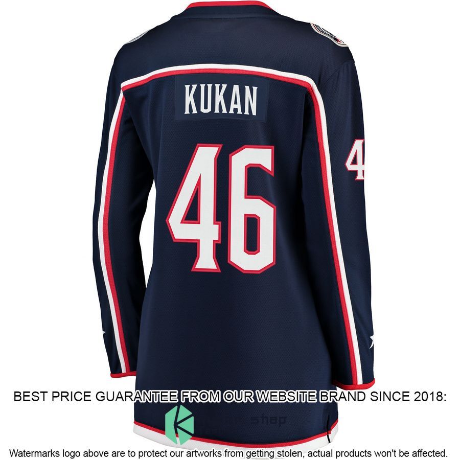 Dean Kukan Columbus Blue Jackets Women's Navy Hockey Jersey 3 Dean Kukan Columbus Blue Jackets Women's Navy Hockey Jersey word2