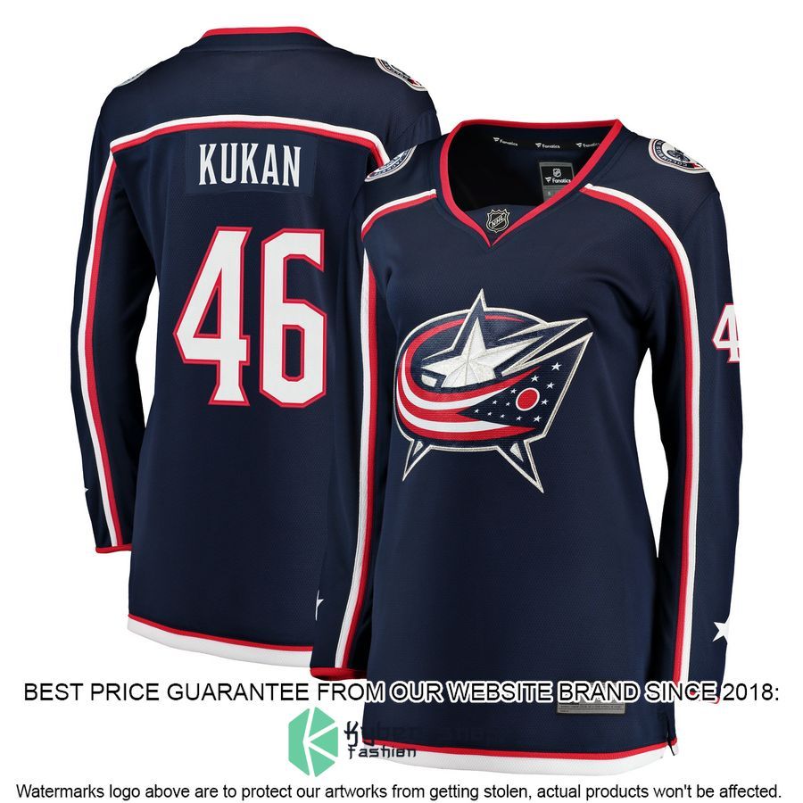 Dean Kukan Columbus Blue Jackets Women's Navy Hockey Jersey 4 Dean Kukan Columbus Blue Jackets Women's Navy Hockey Jersey word2
