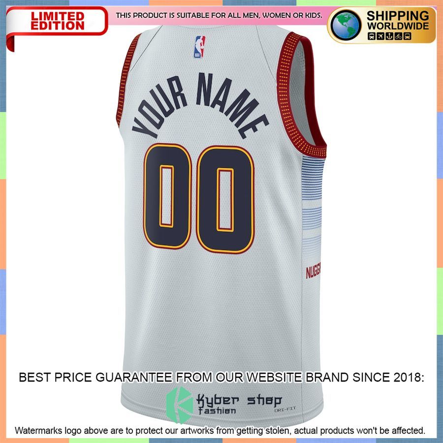 Denver Nuggets Nike 2022-23 Custom Gray Basketball Jersey 3 Denver Nuggets Nike 2022-23 Custom Gray Basketball Jersey word2