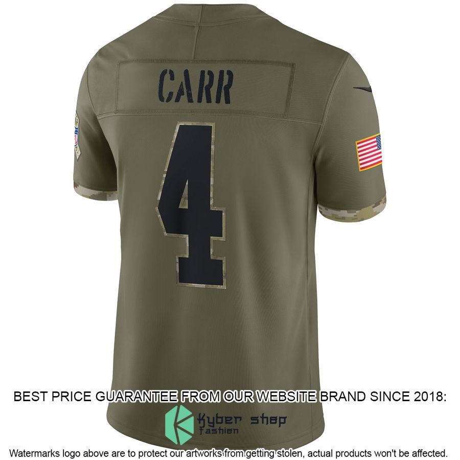 Derek Carr Las Vegas Raiders 2022 Salute To Service Olive Football Jersey 3 Derek Carr Las Vegas Raiders 2022 Salute To Service Olive Football Jersey word3