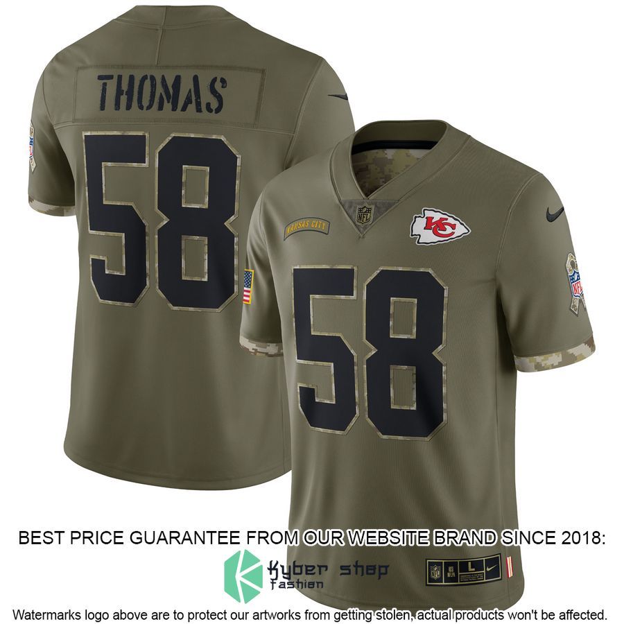 Derrick Thomas Kansas City Chiefs 2022 Salute To Service Retired Olive Football Jersey 4 Derrick Thomas Kansas City Chiefs 2022 Salute To Service Retired Olive Football Jersey word1