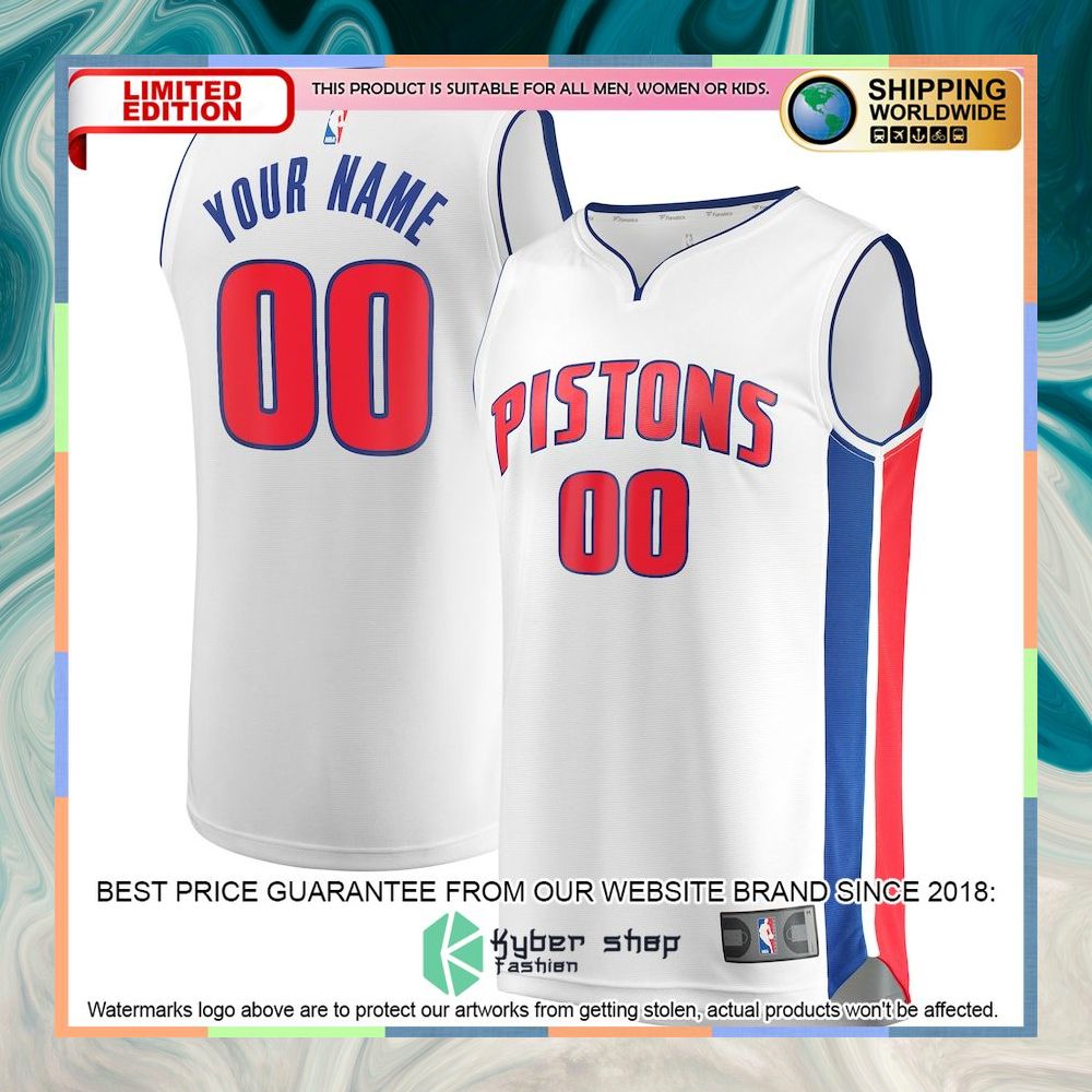 Detroit Pistons Custom White Basketball Jersey 4 Detroit Pistons Custom White Basketball Jersey word3