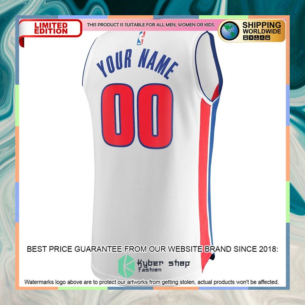Detroit Pistons Custom White Basketball Jersey 6 Detroit Pistons Custom White Basketball Jersey word3