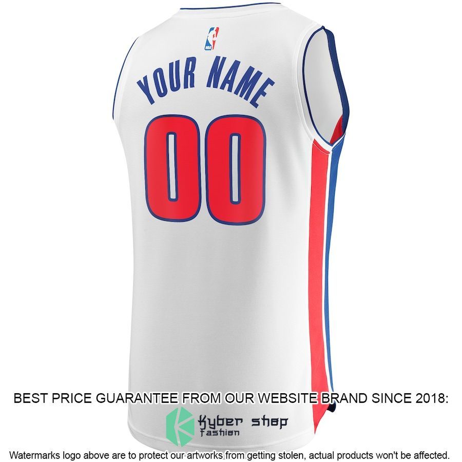 Detroit Pistons Custom White Basketball Jersey 3 Detroit Pistons Custom White Basketball Jersey word3