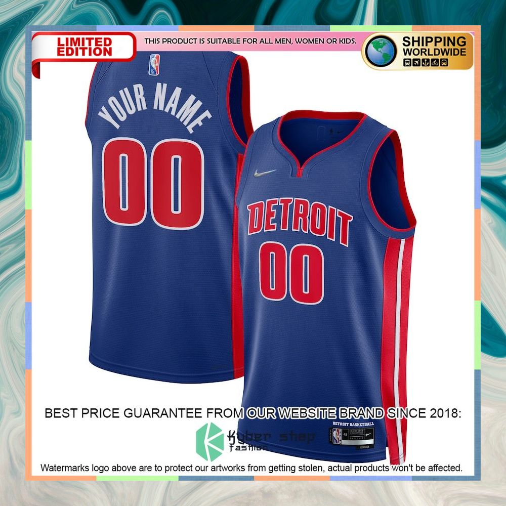 Detroit Pistons Nike 2021-22 Diamond Custom Blue Basketball Jersey 4 Detroit Pistons Nike 2021-22 Diamond Custom Blue Basketball Jersey word3
