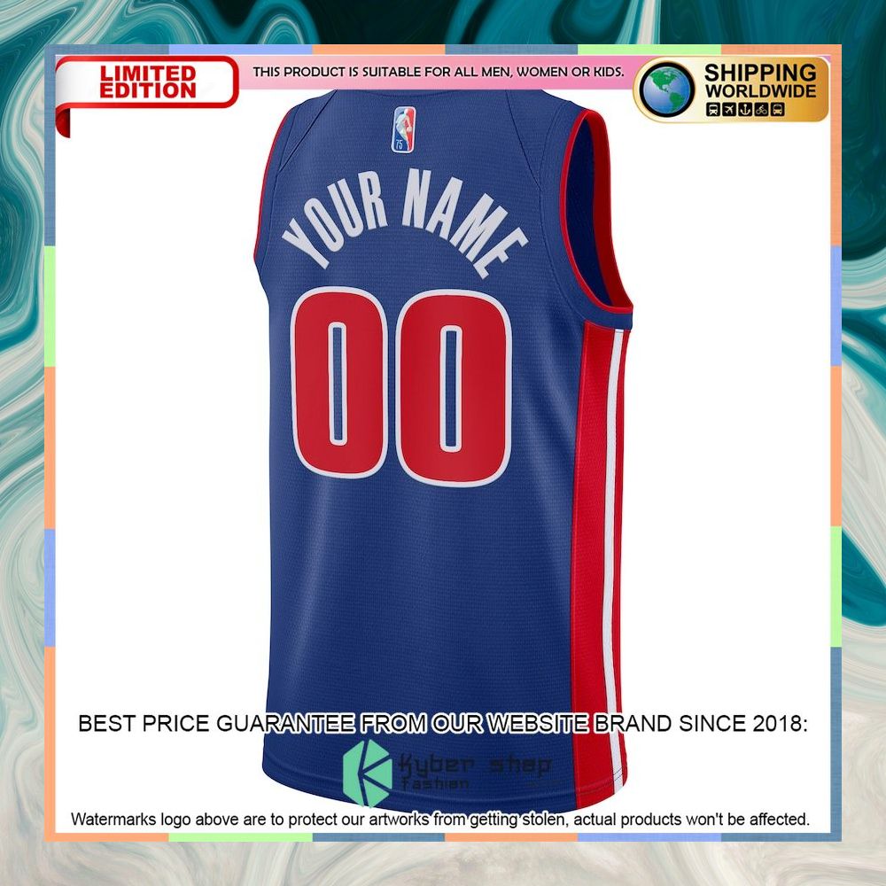 Detroit Pistons Nike 2021-22 Diamond Custom Blue Basketball Jersey 6 Detroit Pistons Nike 2021-22 Diamond Custom Blue Basketball Jersey word3