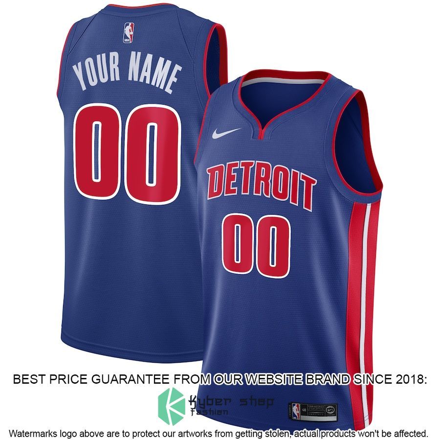 Detroit Pistons Nike Custom Blue Basketball Jersey
