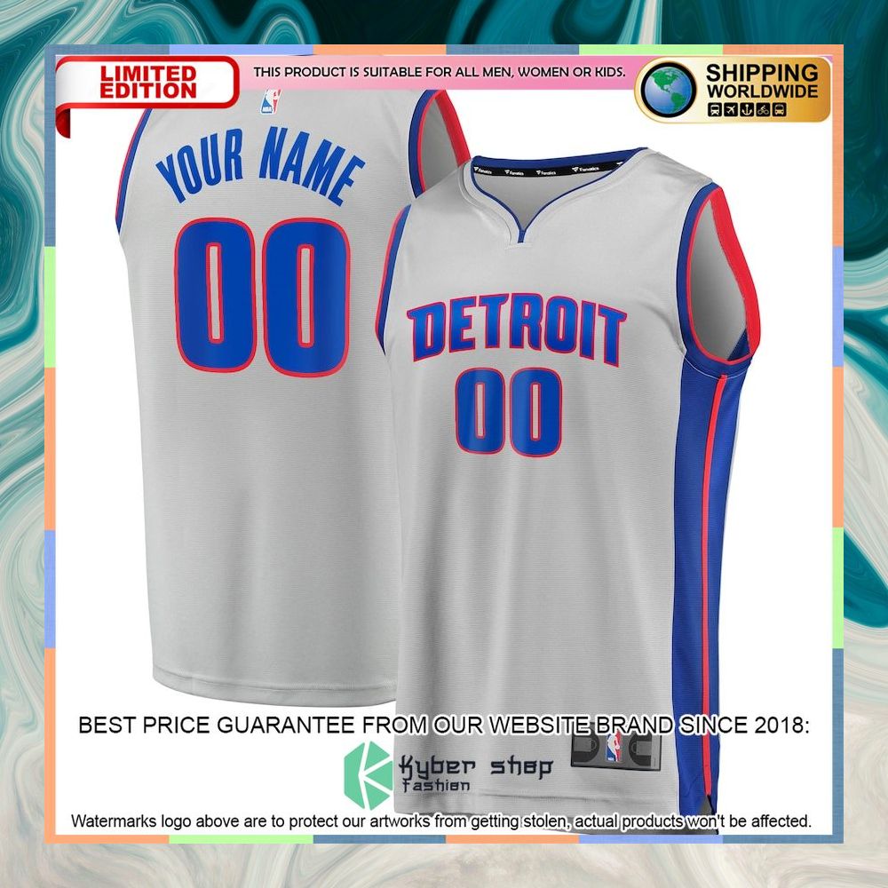 Detroit Pistons Youth Custom Silver Basketball Jersey 4 Detroit Pistons Youth Custom Silver Basketball Jersey word1