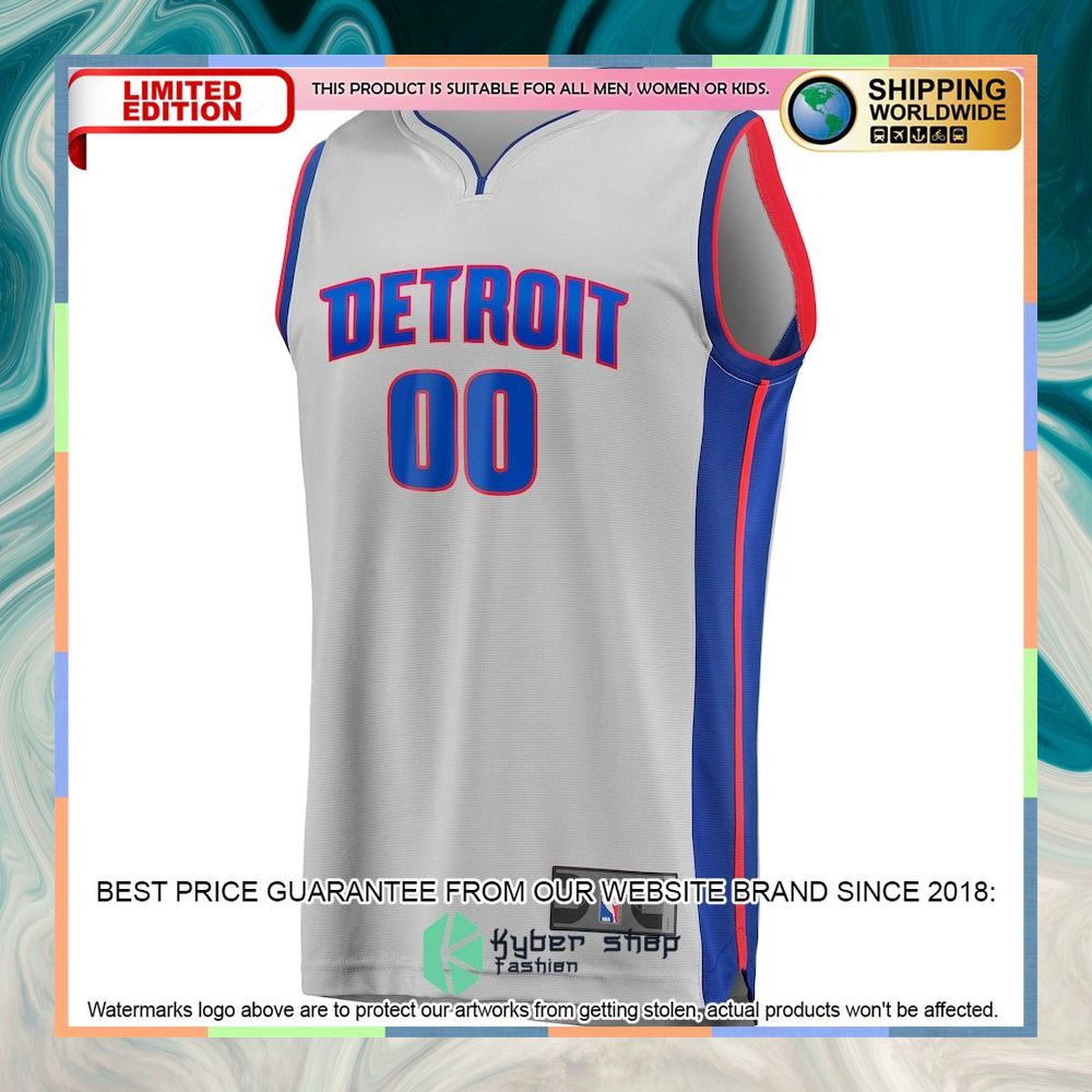 Detroit Pistons Youth Custom Silver Basketball Jersey 5 Detroit Pistons Youth Custom Silver Basketball Jersey word1