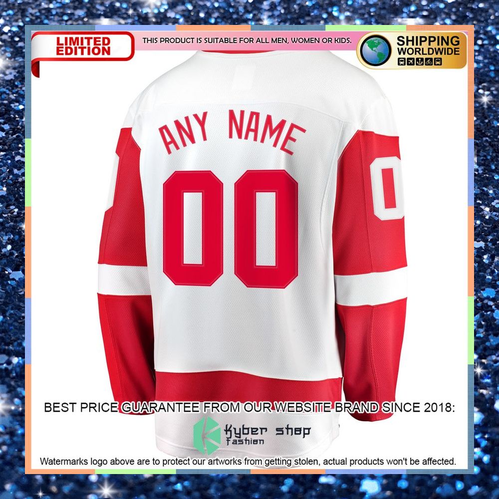 Detroit Red Wings Away Custom White Hockey Jersey 7 Detroit Red Wings Away Custom White Hockey Jersey word2