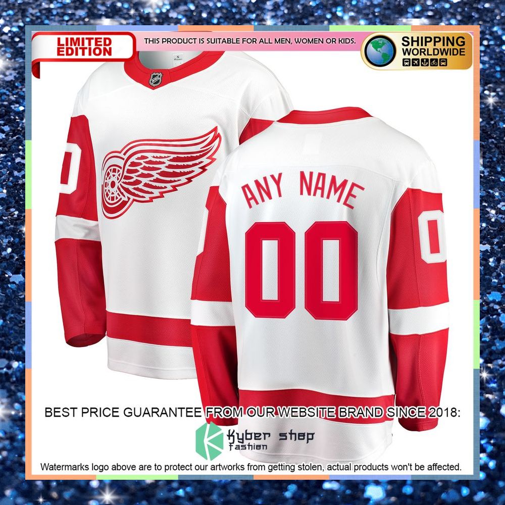 Detroit Red Wings Away Custom White Hockey Jersey 9 Detroit Red Wings Away Custom White Hockey Jersey word2