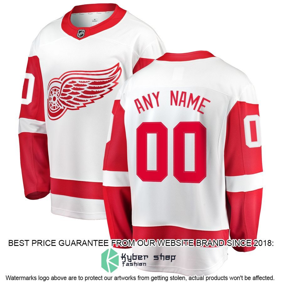 Detroit Red Wings Away Custom White Hockey Jersey 4 Detroit Red Wings Away Custom White Hockey Jersey word2