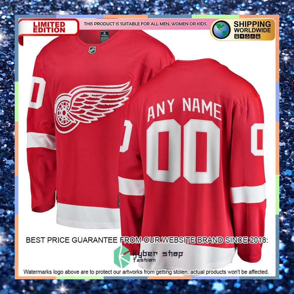 Detroit Red Wings Home Custom Red Hockey Jersey 5 Detroit Red Wings Home Custom Red Hockey Jersey word1