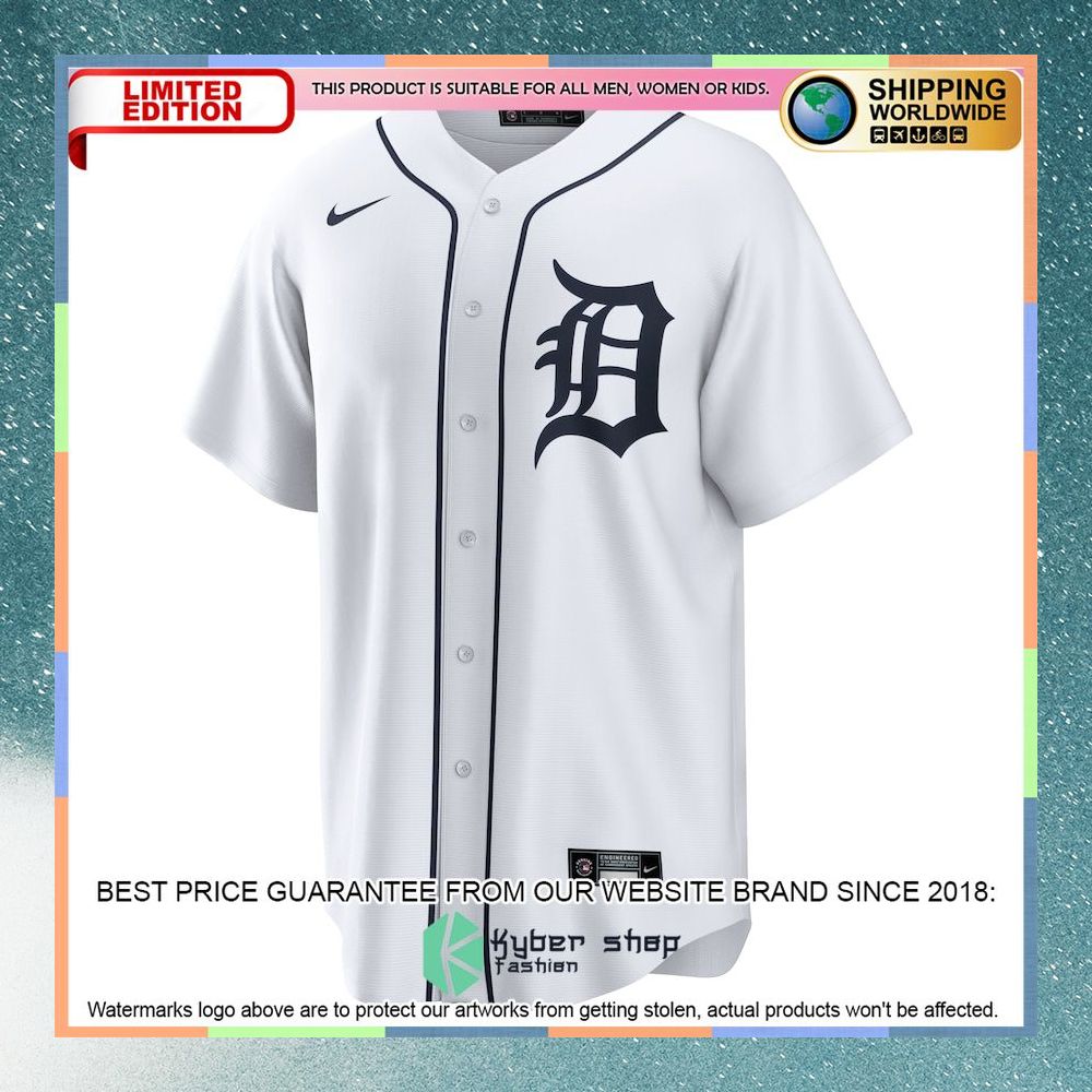 Detroit Tigers Home Team White Baseball Jersey 5 Detroit Tigers Home Team White Baseball Jersey word3