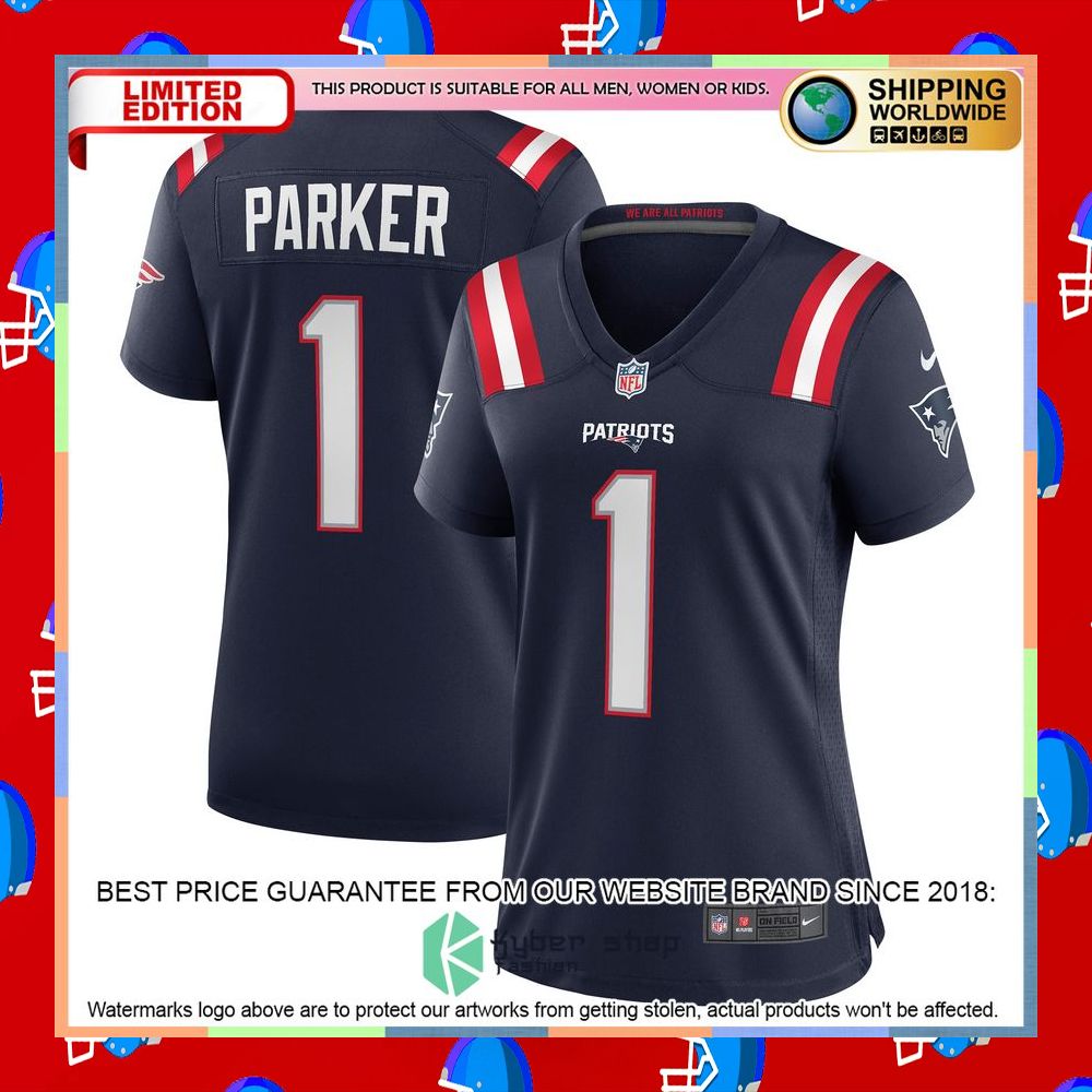 DeVante Parker New England Patriots Women's Navy Football Jersey 5 DeVante Parker New England Patriots Women's Navy Football Jersey word2