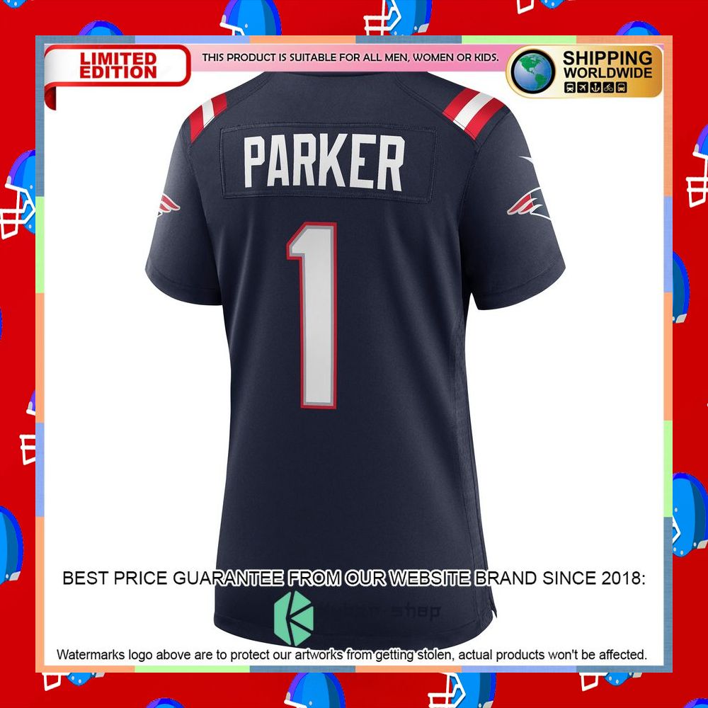 DeVante Parker New England Patriots Women's Navy Football Jersey 7 DeVante Parker New England Patriots Women's Navy Football Jersey word2