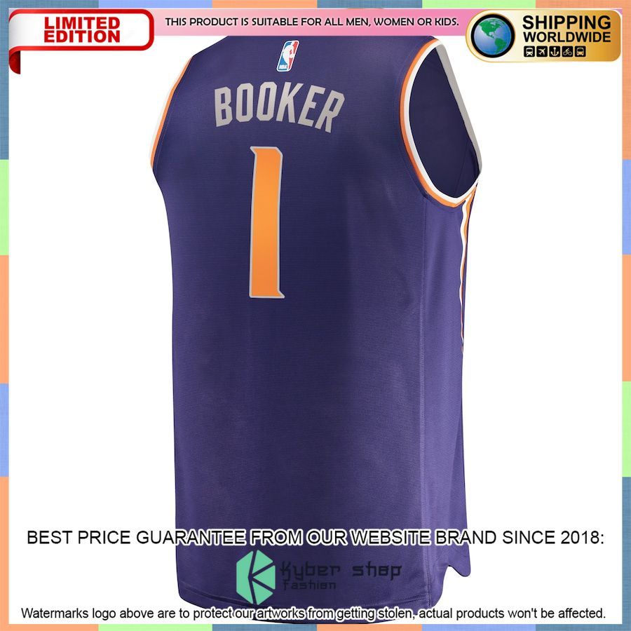 Devin Booker Phoenix Suns Player Purple Basketball Jersey 3 Devin Booker Phoenix Suns Player Purple Basketball Jersey word1