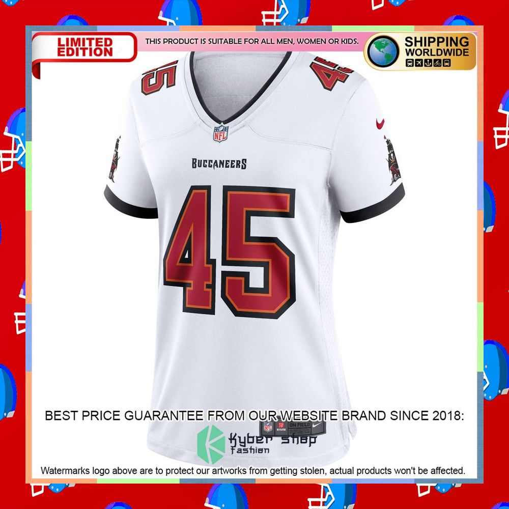 Devin White Tampa Bay Buccaneers Women's White Football Jersey 8 Devin White Tampa Bay Buccaneers Women's White Football Jersey word3