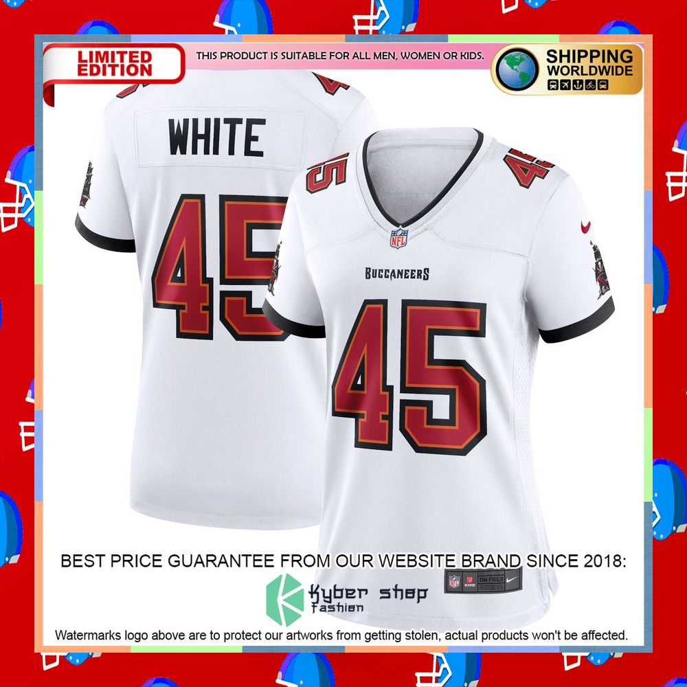 Devin White Tampa Bay Buccaneers Women's White Football Jersey 10 Devin White Tampa Bay Buccaneers Women's White Football Jersey word3