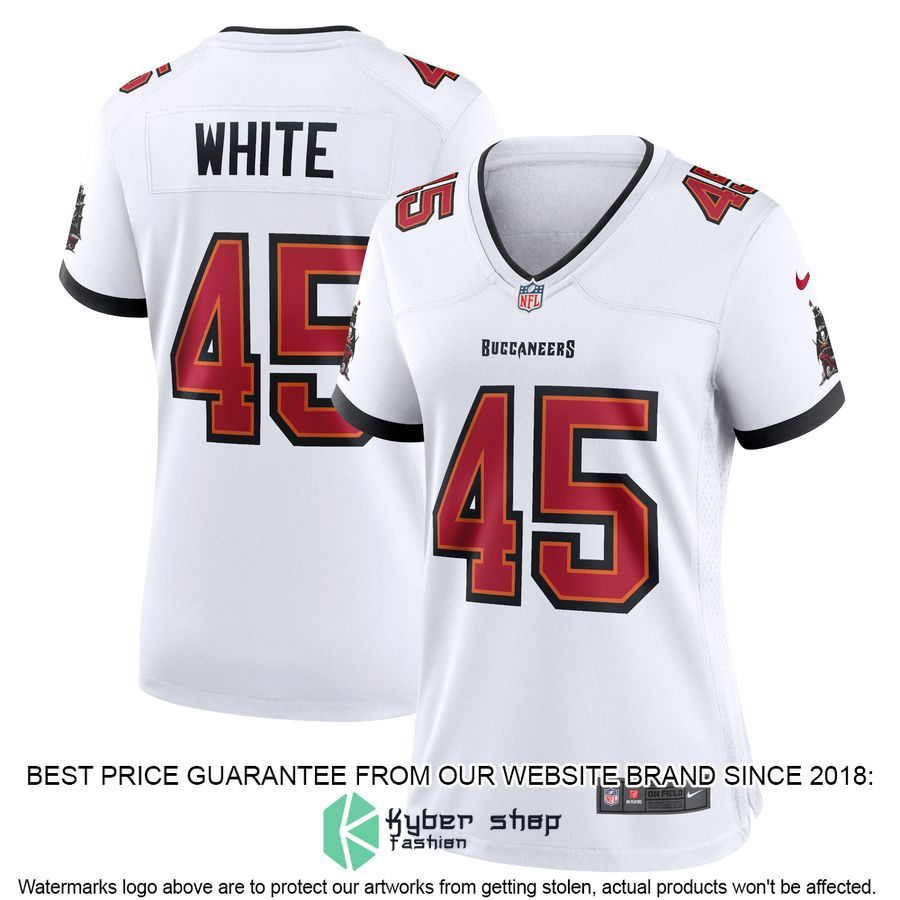 Devin White Tampa Bay Buccaneers Women's White Football Jersey 4 Devin White Tampa Bay Buccaneers Women's White Football Jersey word3