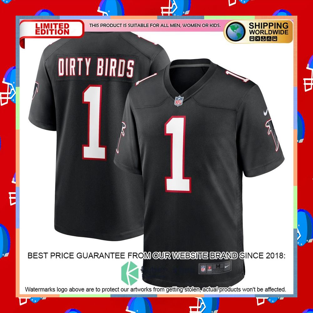 Dirty Birds Atlanta Falcons Throwback Black Football Jersey 8 Dirty Birds Atlanta Falcons Throwback Black Football Jersey word2