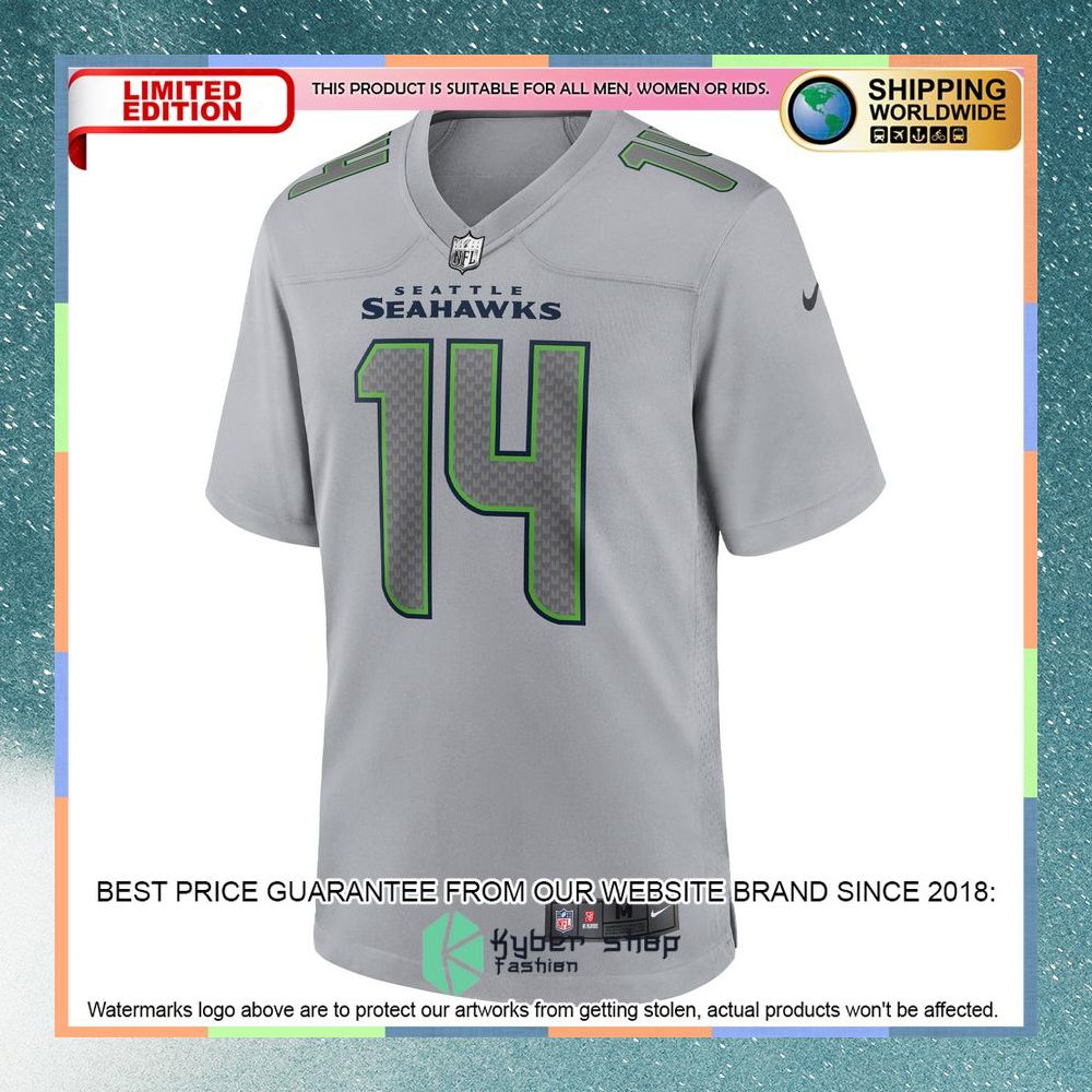 DK Metcalf Seattle Seahawks Atmosphere Fashion Gray Football Jersey 6 DK Metcalf Seattle Seahawks Atmosphere Fashion Gray Football Jersey word3